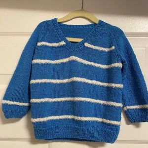 Handmade Blue Striped Toddler Sweater 3T